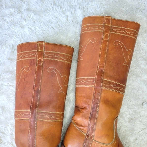 FRYE RARE Vintage Black Label Campus Stitching Horse Knee High Western Boots 7 - Picture 7 of 17